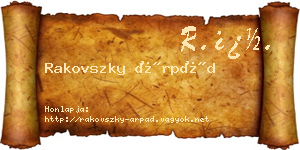 Rakovszky Árpád névjegykártya