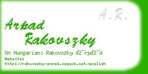 arpad rakovszky business card